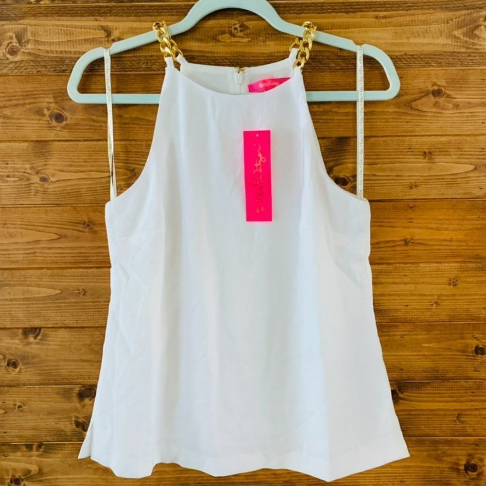 NWT Lilly Pulitzer Adrienne Halter Top Resort White